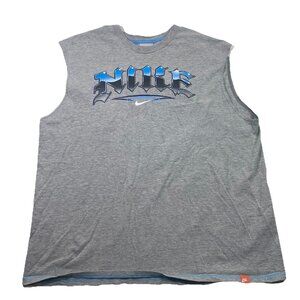 Vintage Nike Basketball Logo Gray Sleeveless Muscle Tee Gothic Swoosh Size XXL